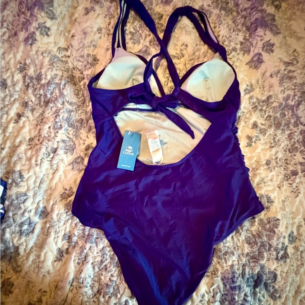 Cupshe Purple Crisscross Back One Piece Swimsuit - Picture 9 of 9